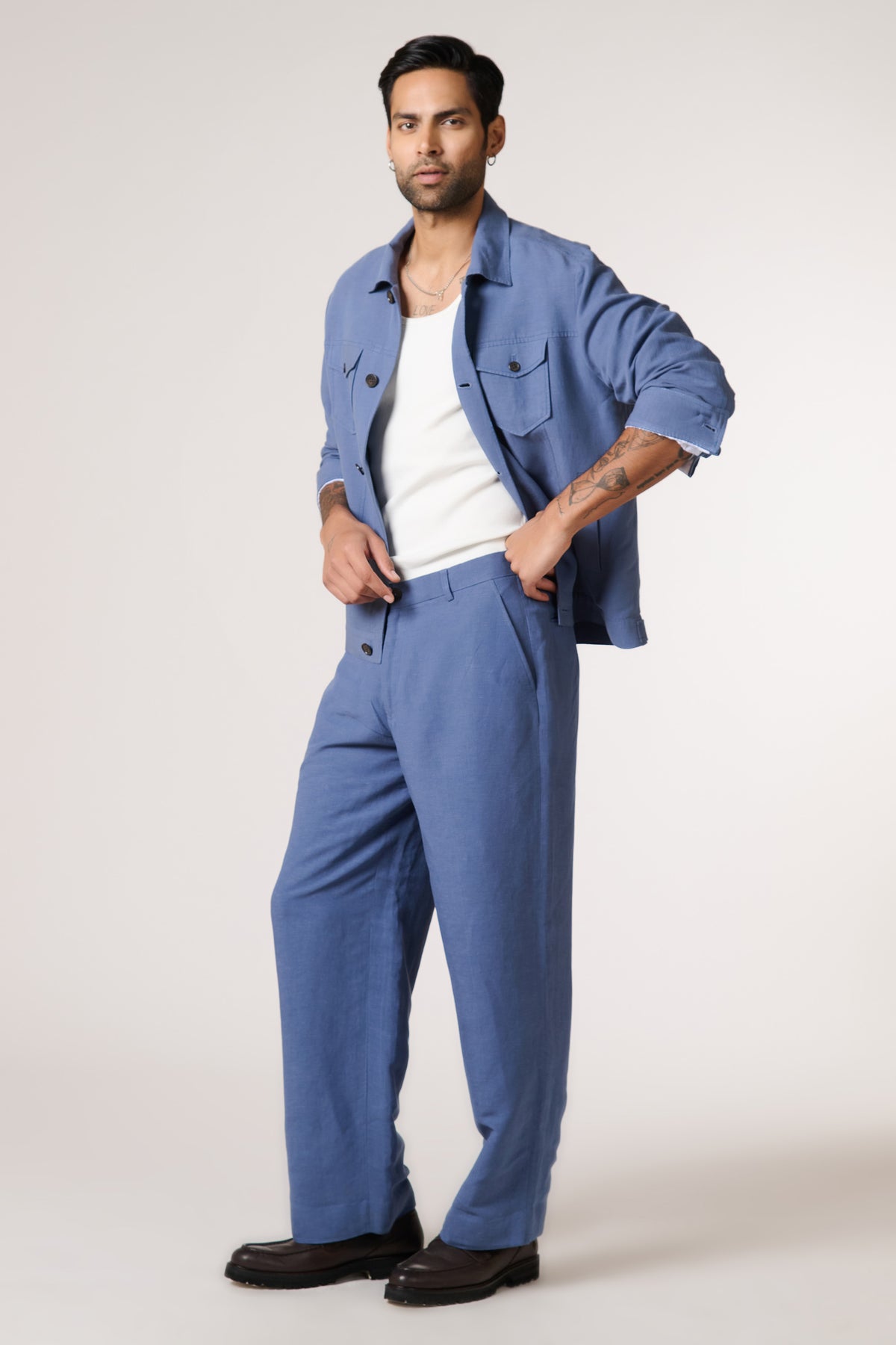 Denim Linen Utility Shacket