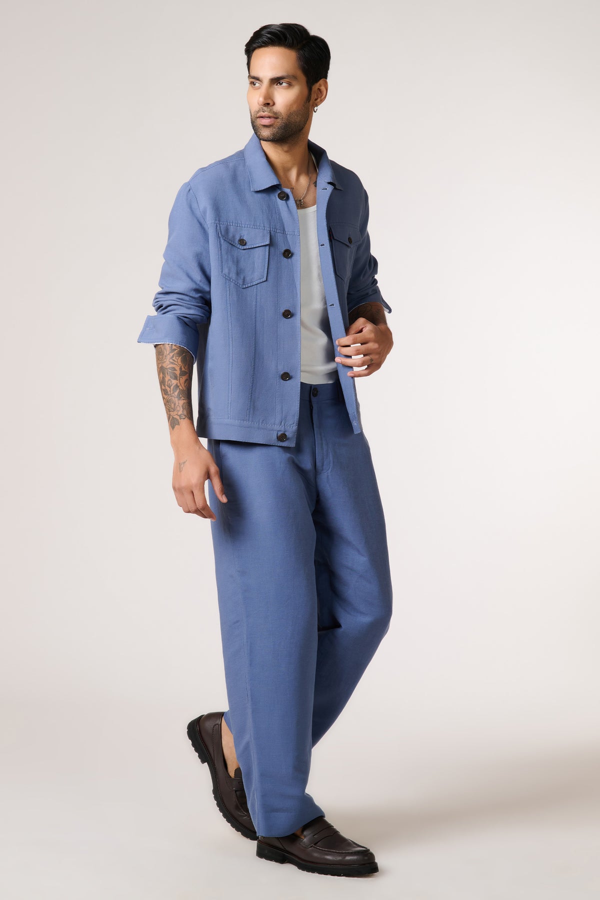 Denim Linen Utility Shacket