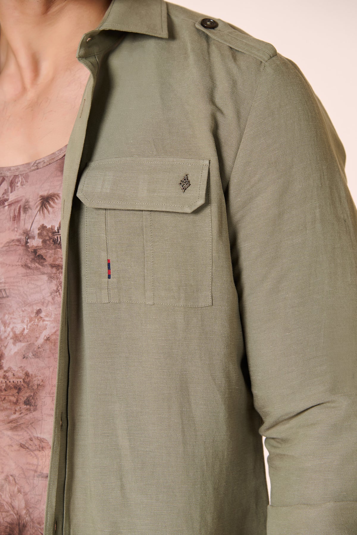 Sage Shirt with Patch Pocket