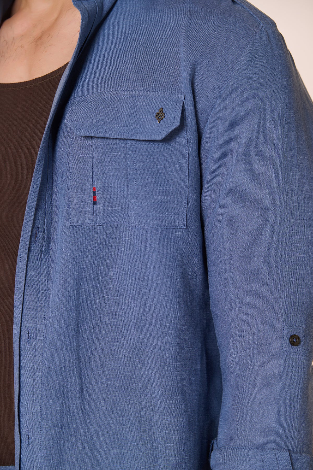 Navy Shirt with Patch Pocket