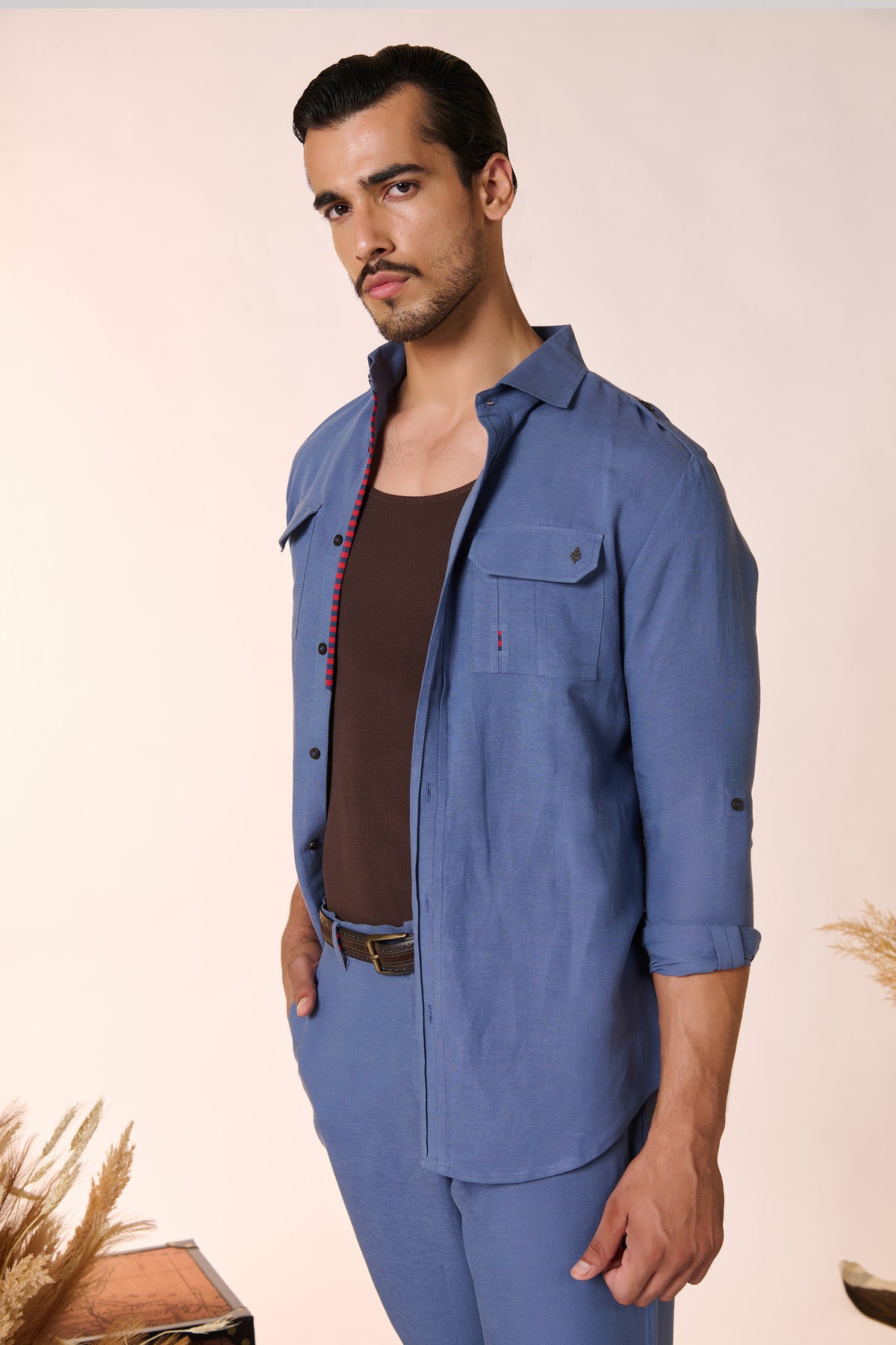 Navy Shirt with Patch Pocket