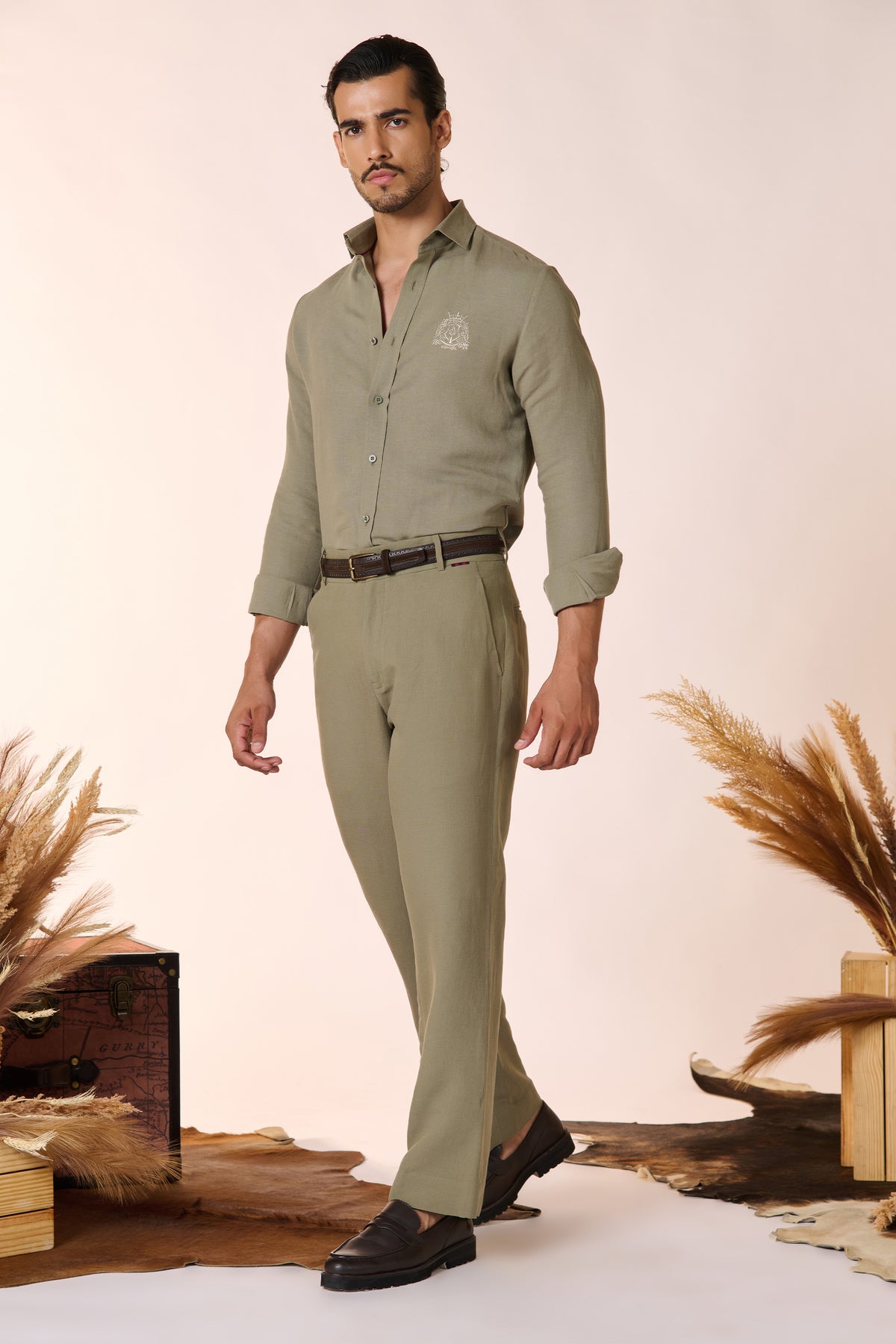 Sage Embroidered Crest Shirt