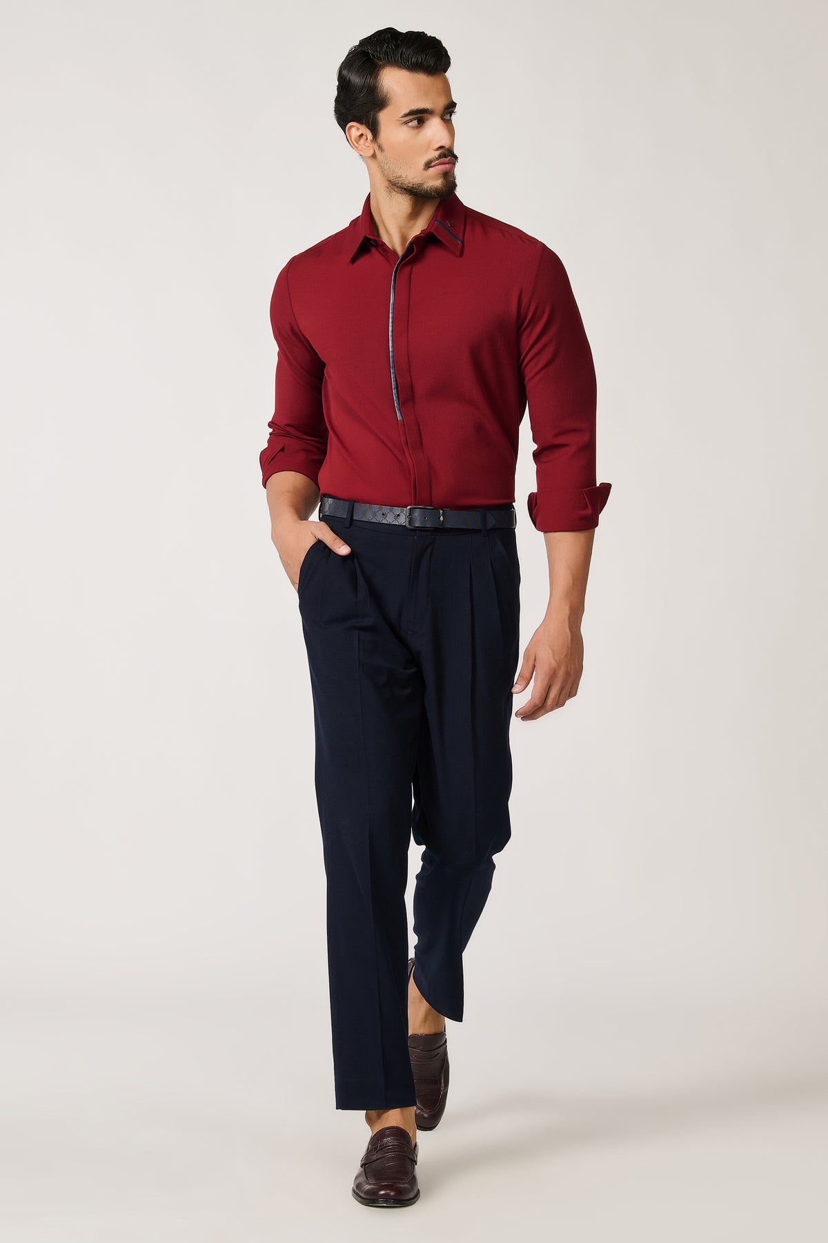 Cherry Shirt with Contrasting Placket