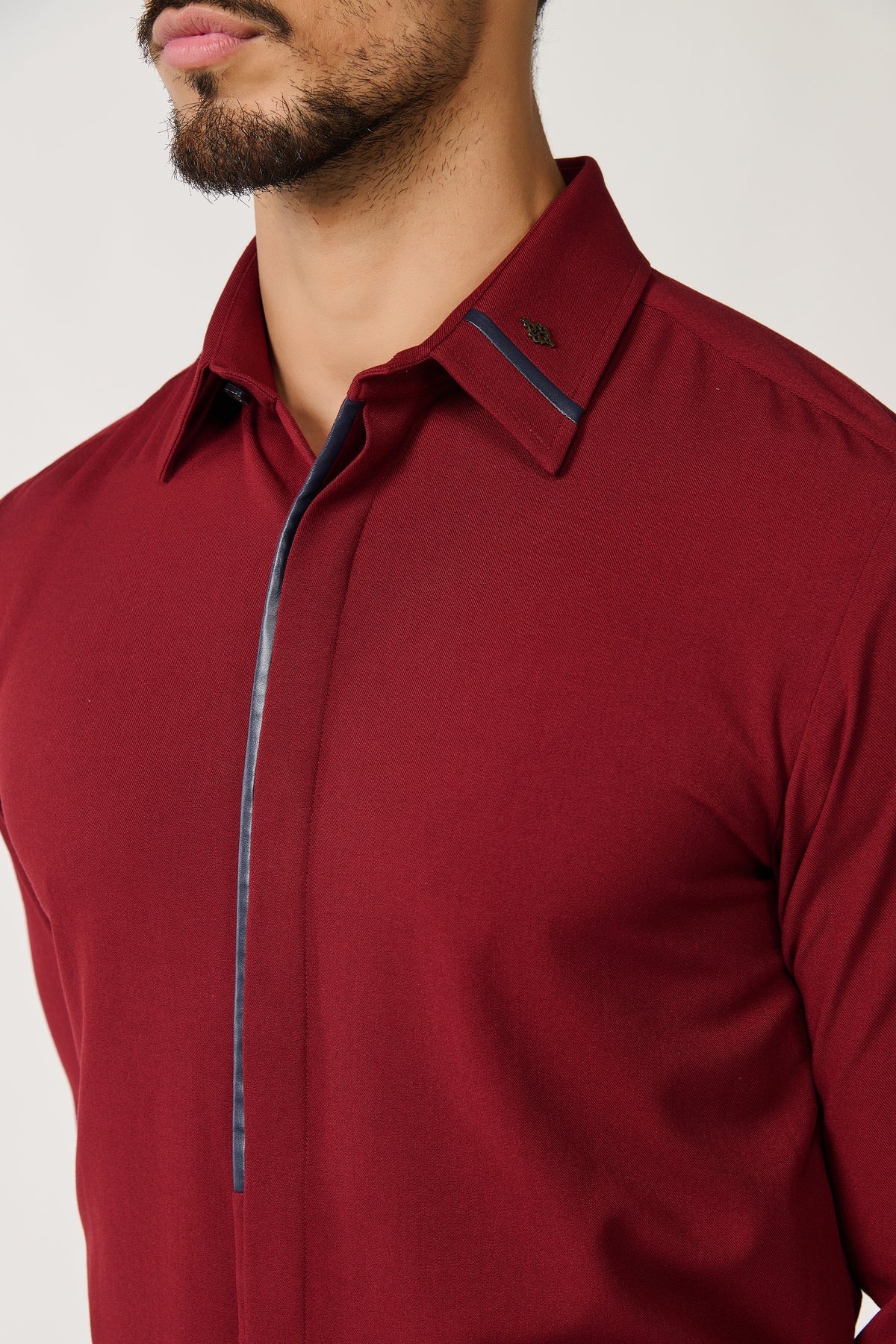 Cherry Shirt with Contrasting Placket