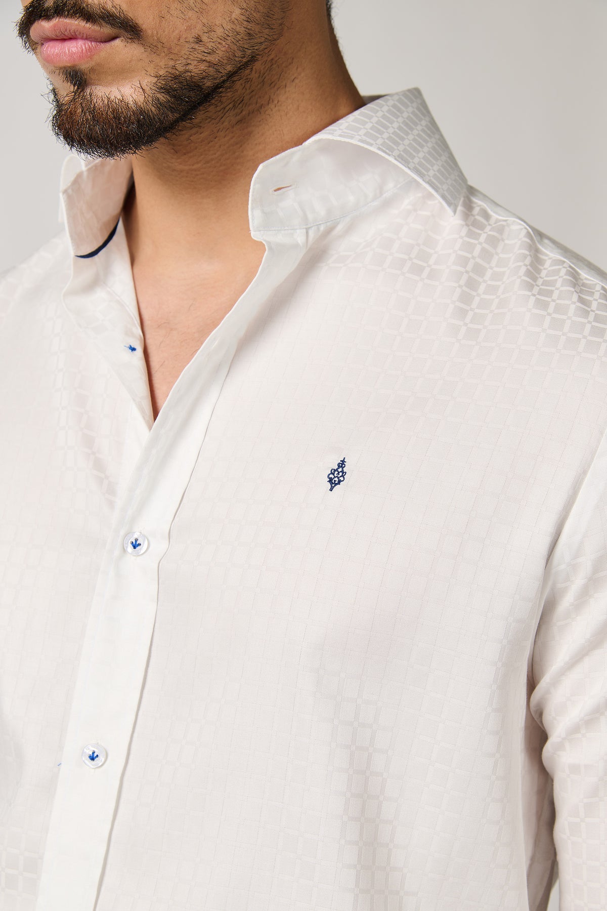 Off White Shirt with Geometric Pattern