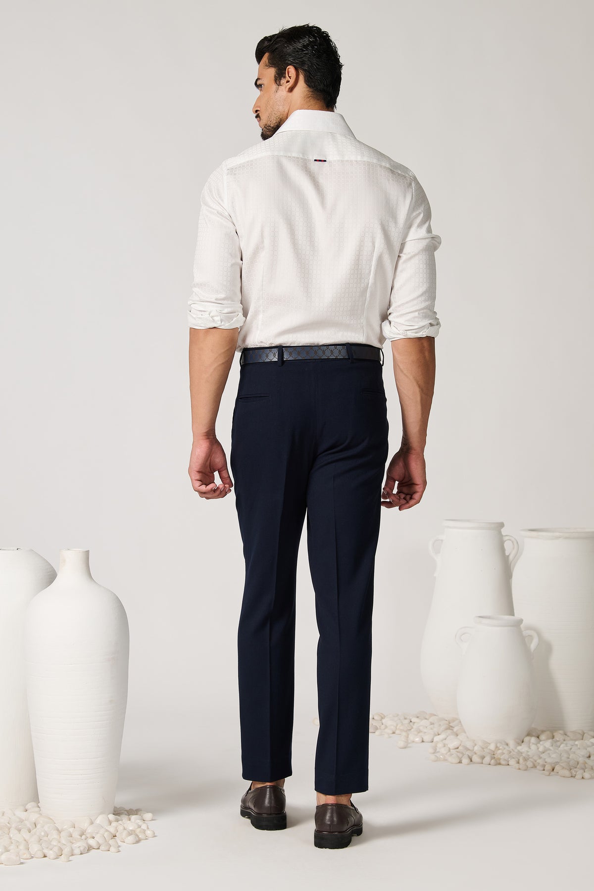 Off White Shirt with Geometric Pattern
