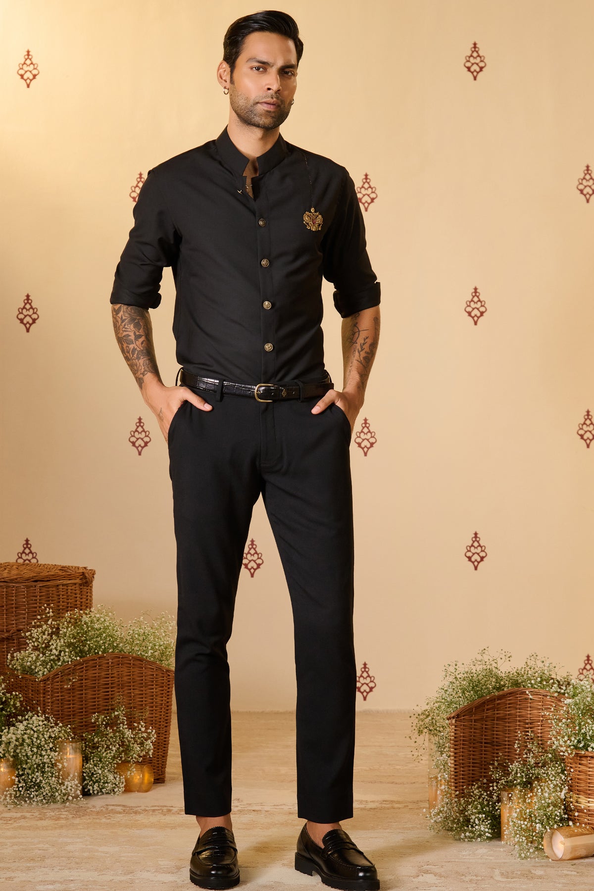 Navy Antique Crested Shirt