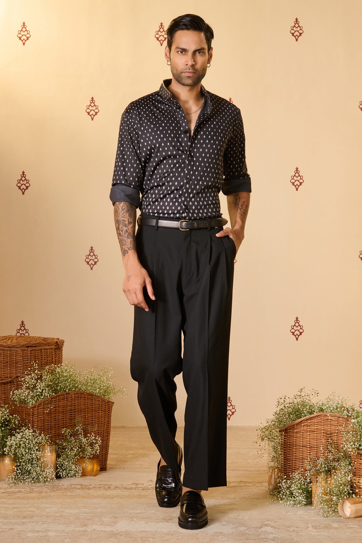 Black Adamas Crepe Shirt