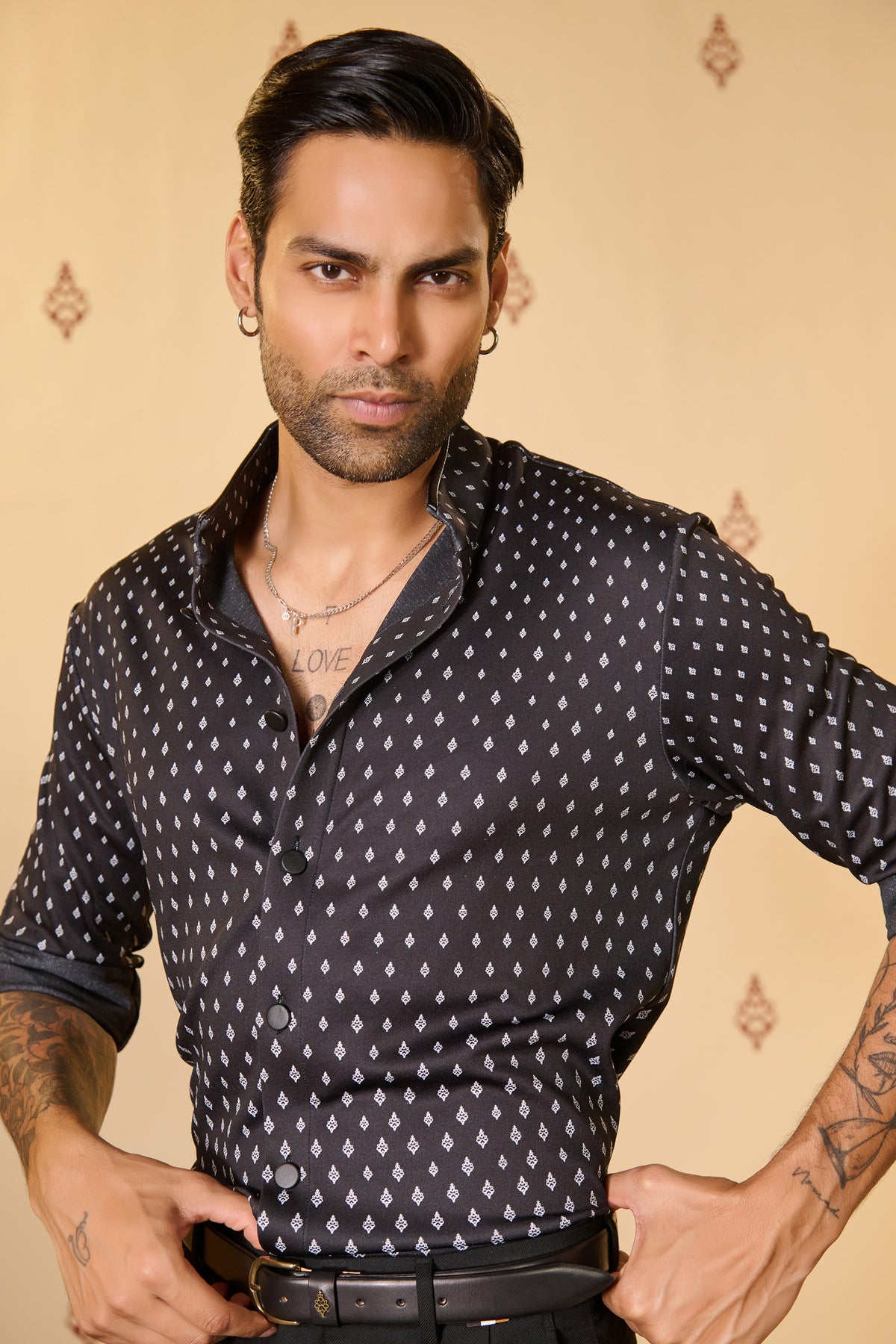 Black Adamas Crepe Shirt