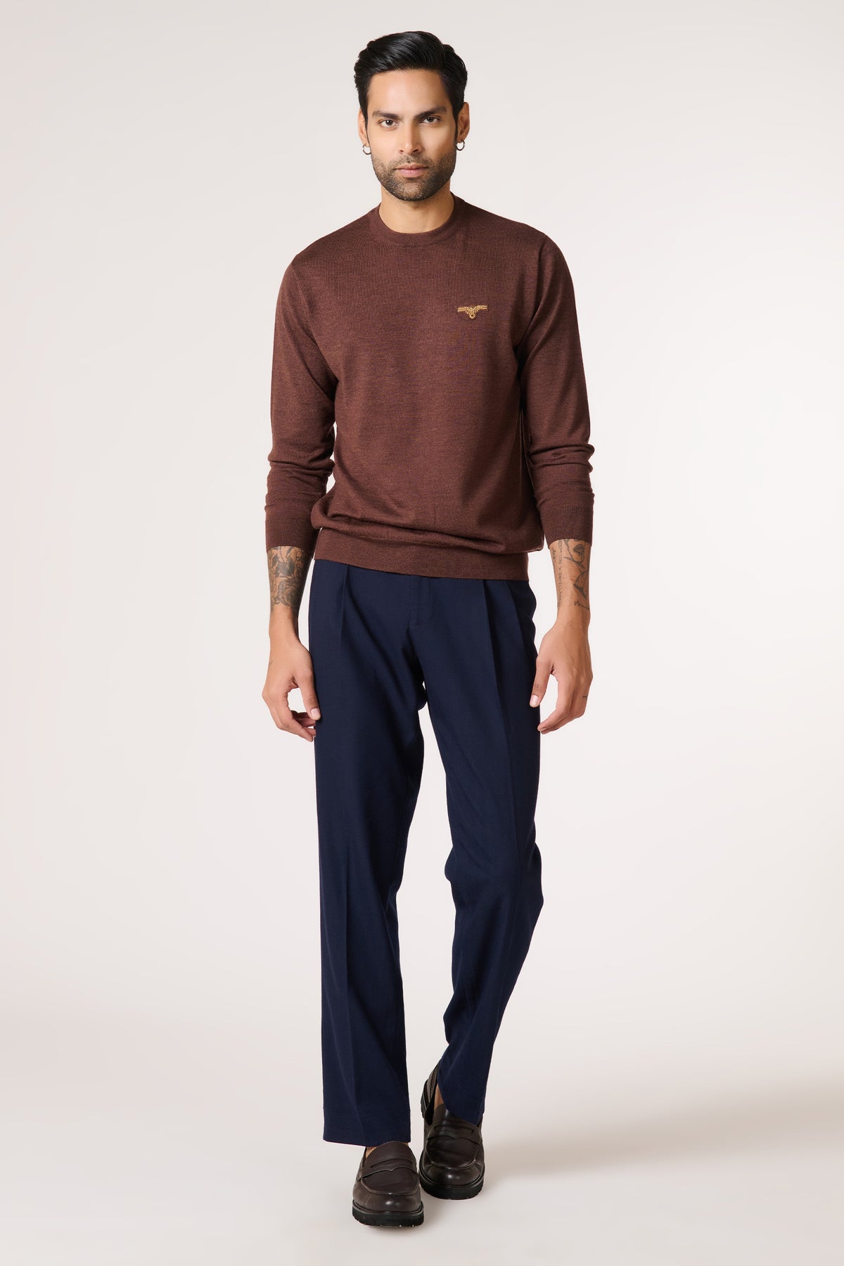 Choco Marino Wool Eagle Crested Sweater