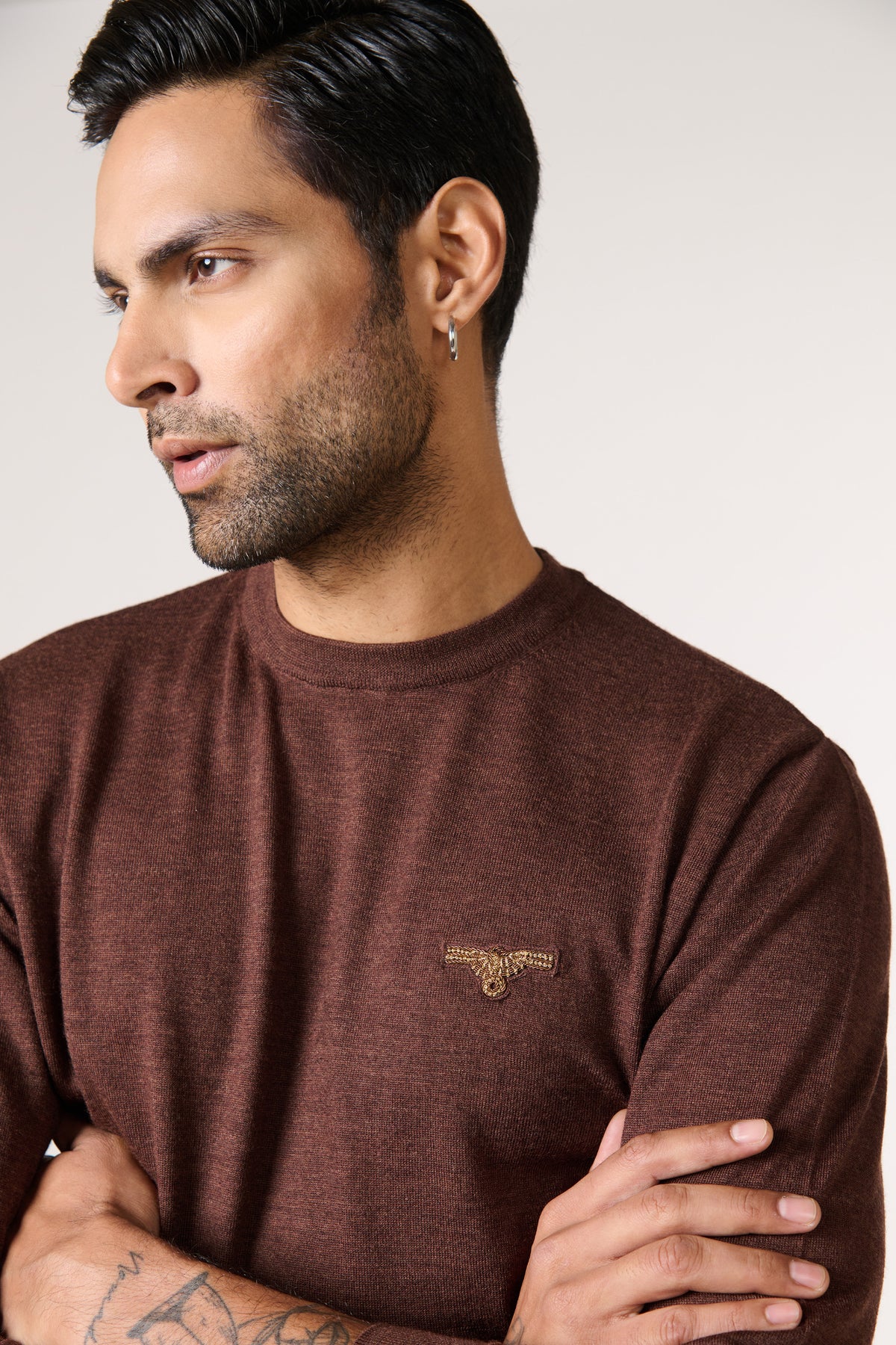Choco Marino Wool Eagle Crested Sweater