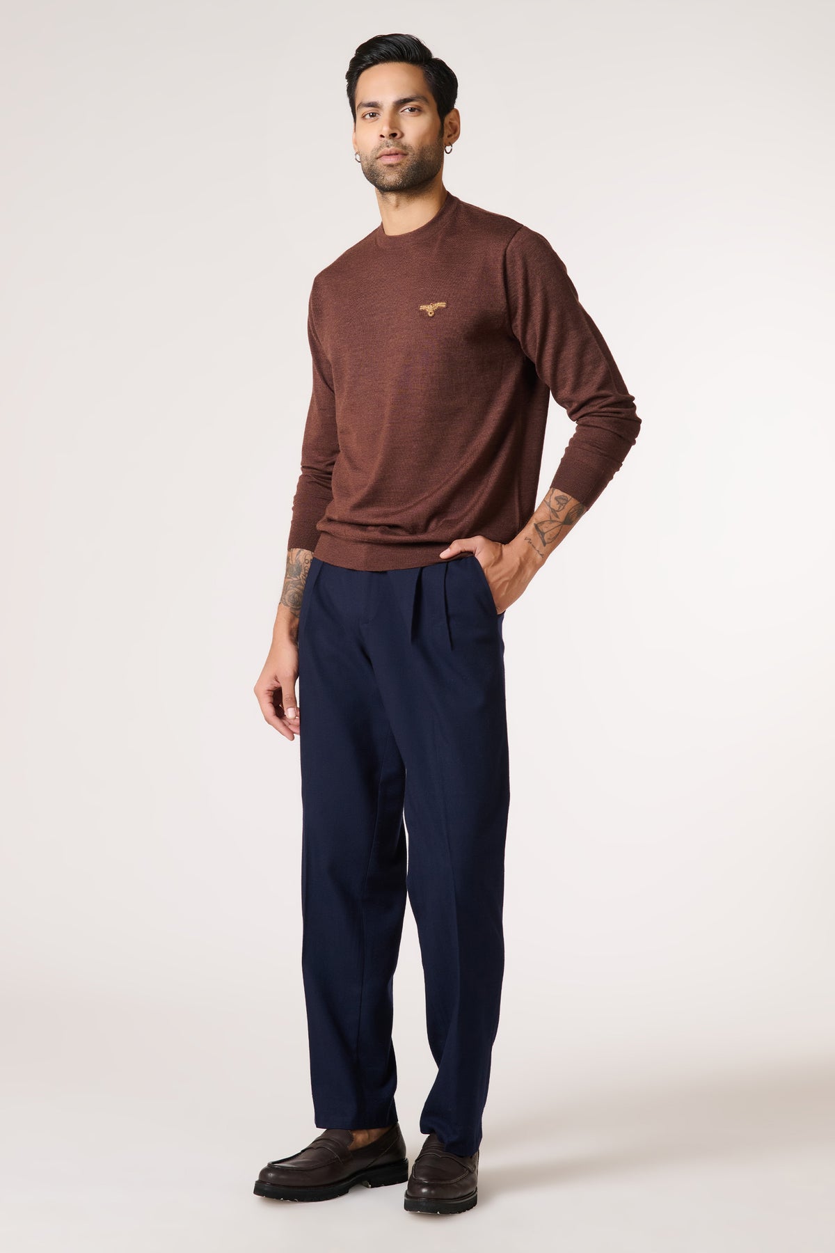 Choco Marino Wool Eagle Crested Sweater