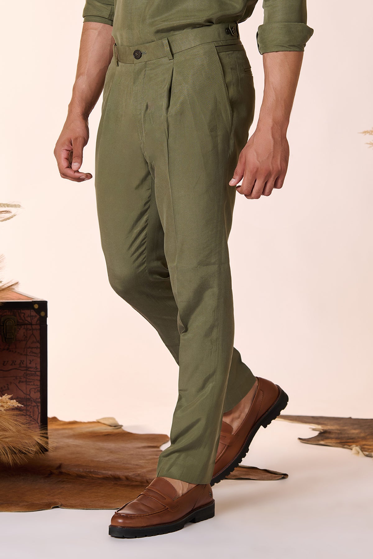 Straight Leg Olive Trousers