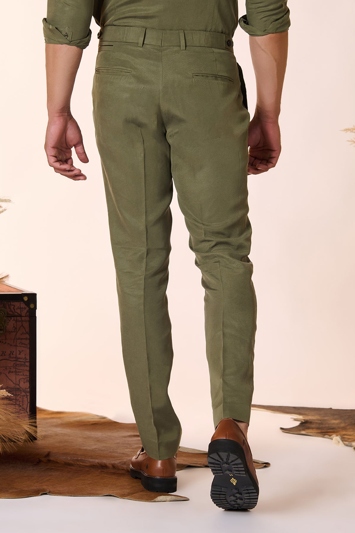 Straight Leg Olive Trousers