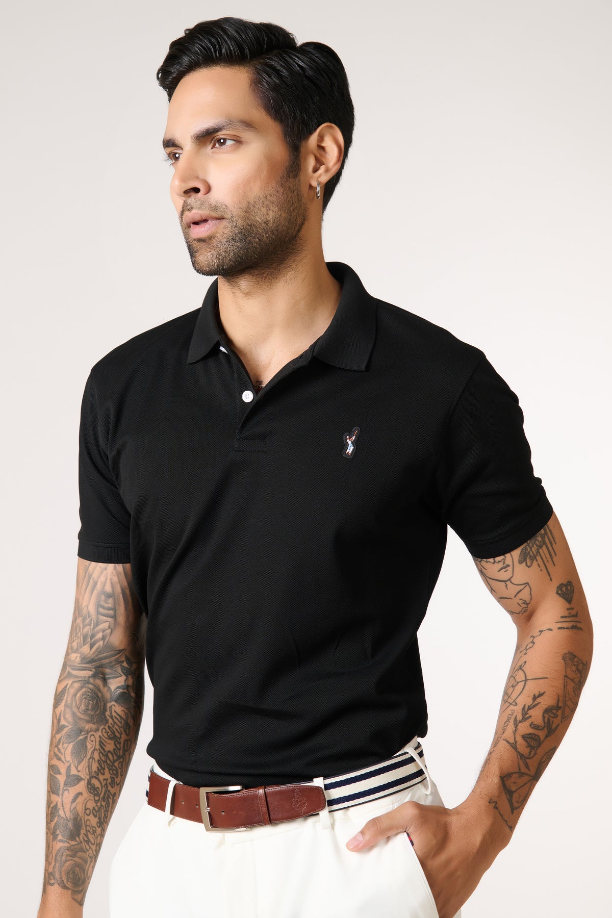 SNCC Giza Cotton Black Polo T-shirt