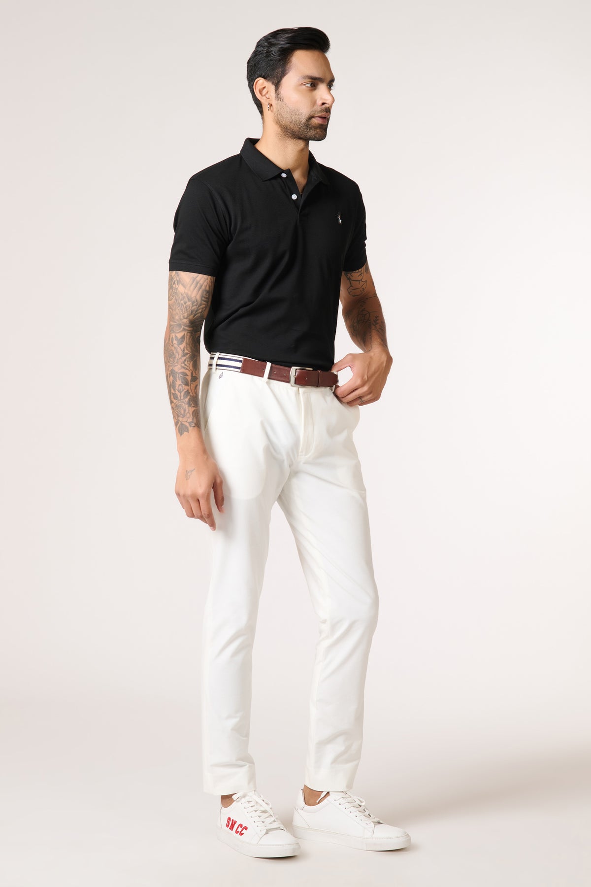 SNCC Giza Cotton Black Polo T-shirt