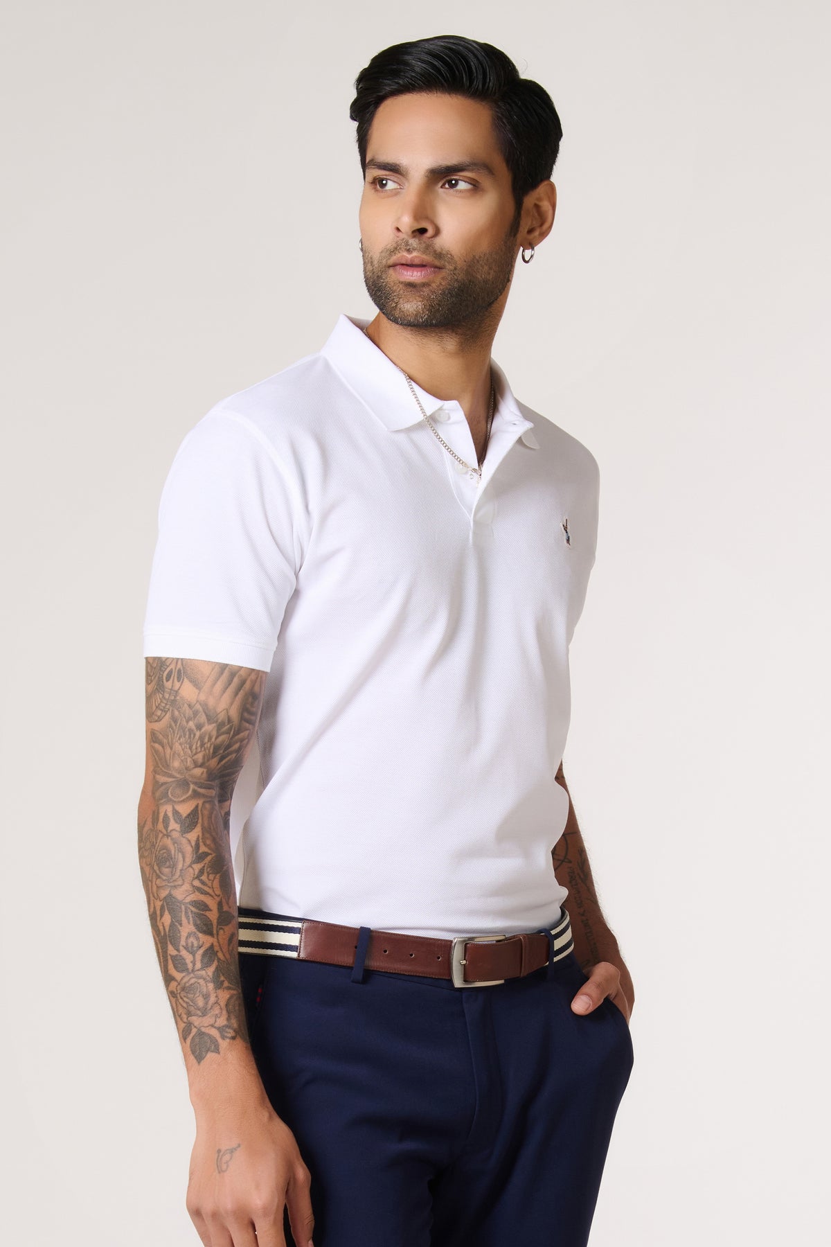 SNCC Giza Cotton Off White Polo T-shirt