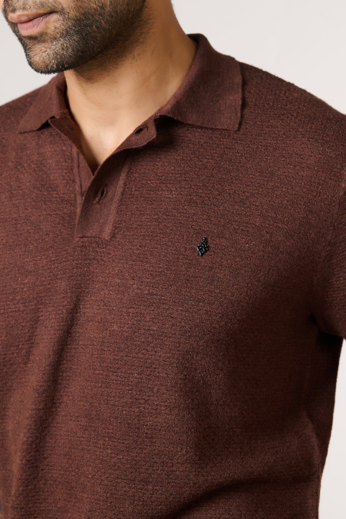 Choco Merino Wool Polo Pullover