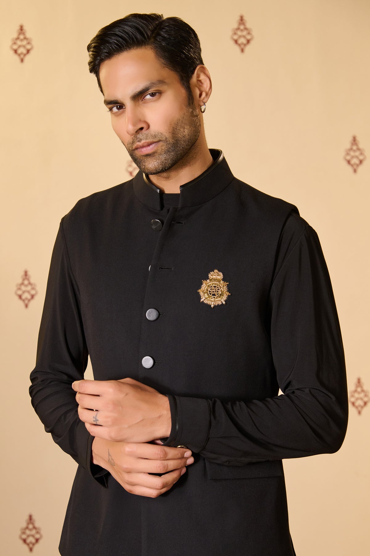 Black Waistcoat with Chakra Button Cuffs