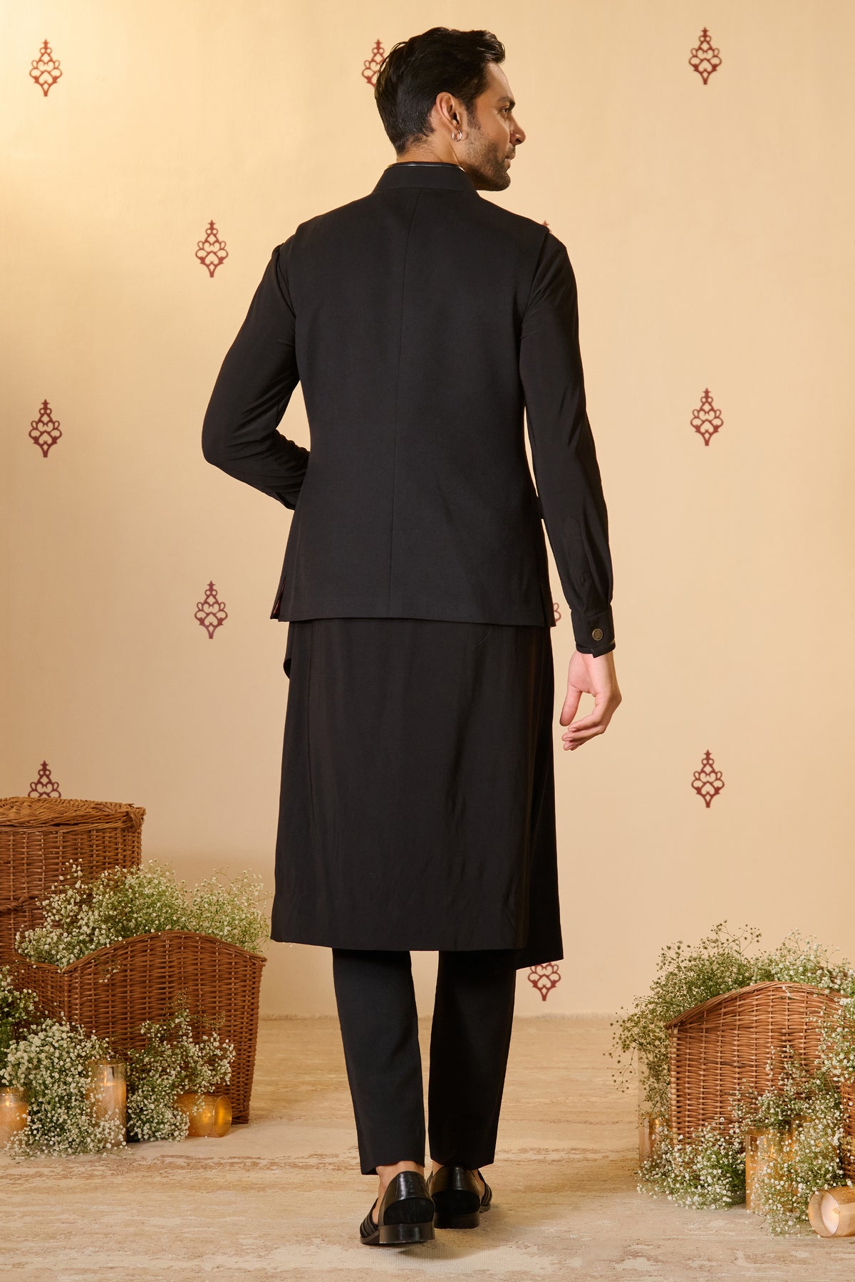 Black Waistcoat with Chakra Button Cuffs