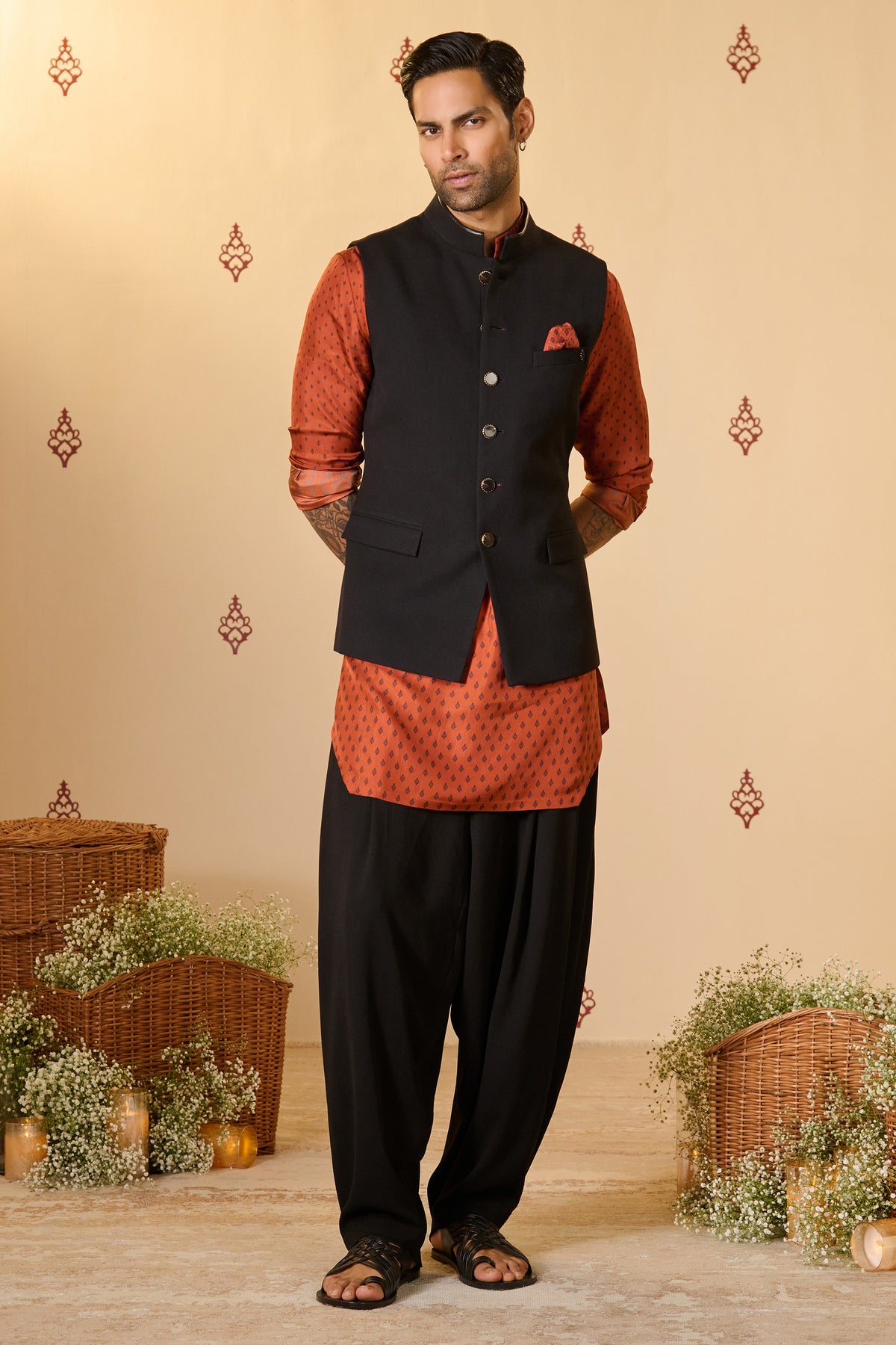 Black Waistcoat with S&N Metal Adamas and Swirl Buttons