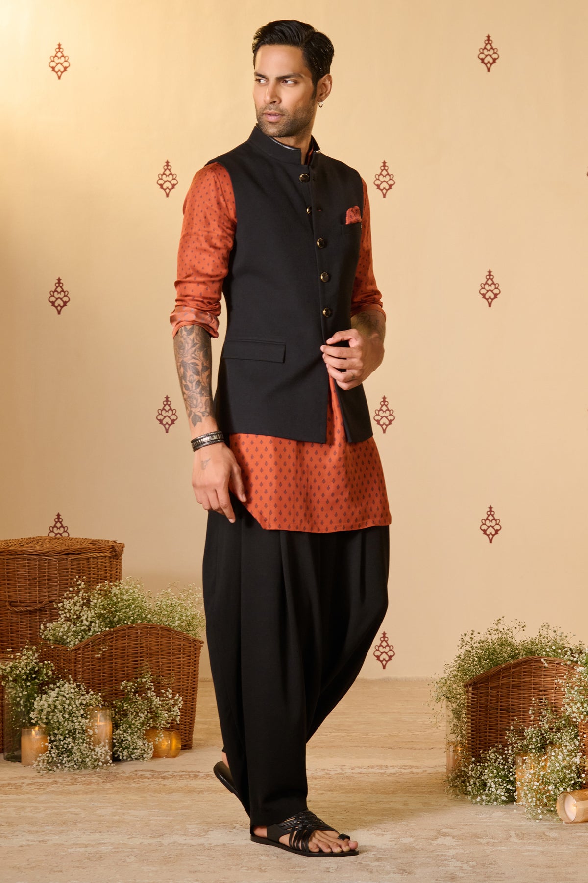 Black Waistcoat with S&N Metal Adamas and Swirl Buttons