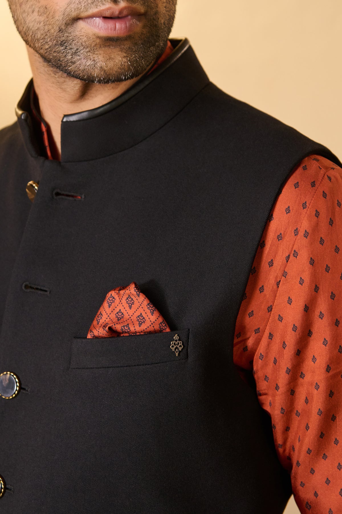Black Waistcoat with S&N Metal Adamas and Swirl Buttons