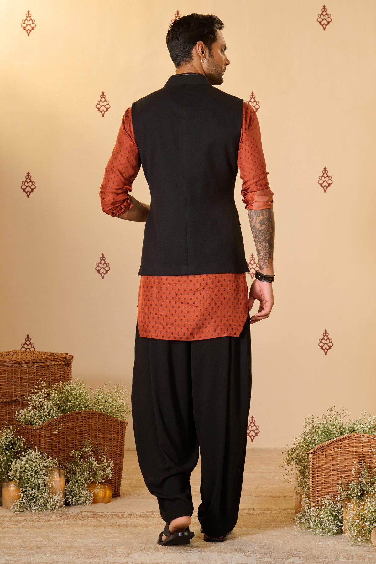 Black Waistcoat with S&N Metal Adamas and Swirl Buttons