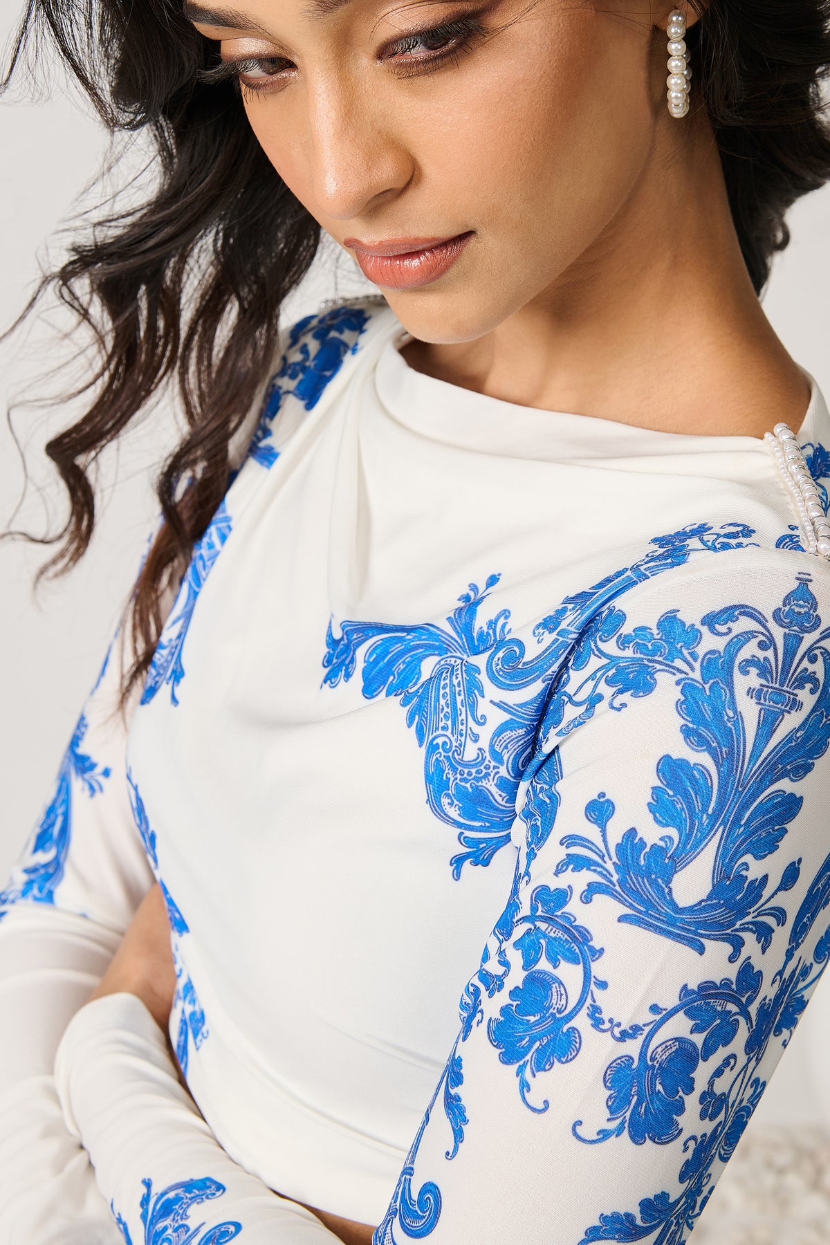 Azulejo Printed Boat Neck Top