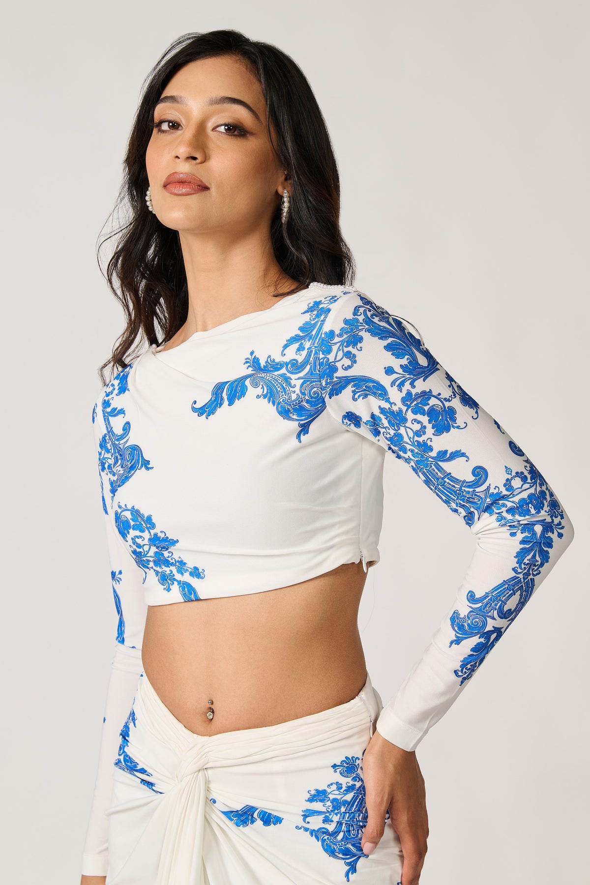 Azulejo Printed Boat Neck Top