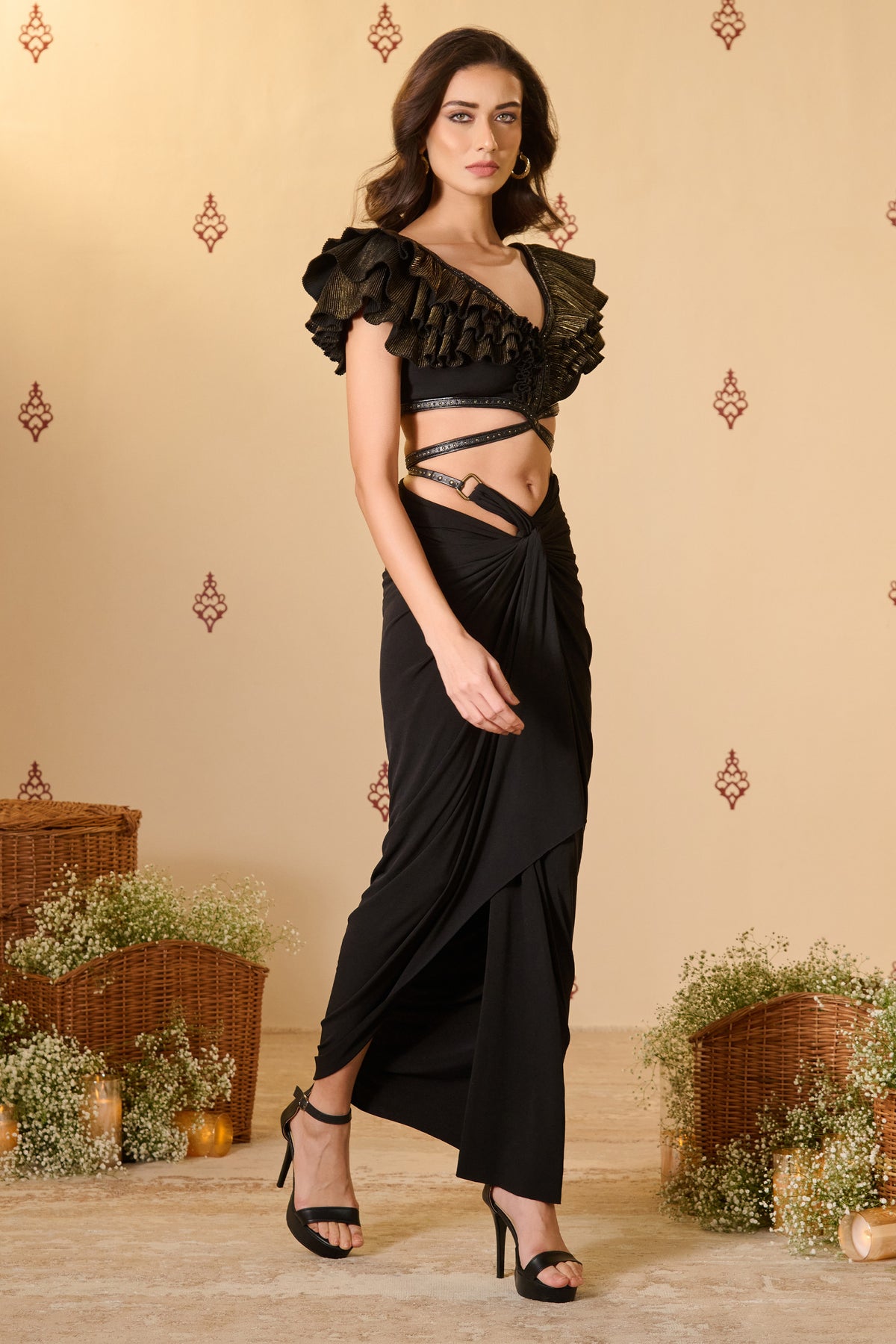 Metallic Ruffle Top