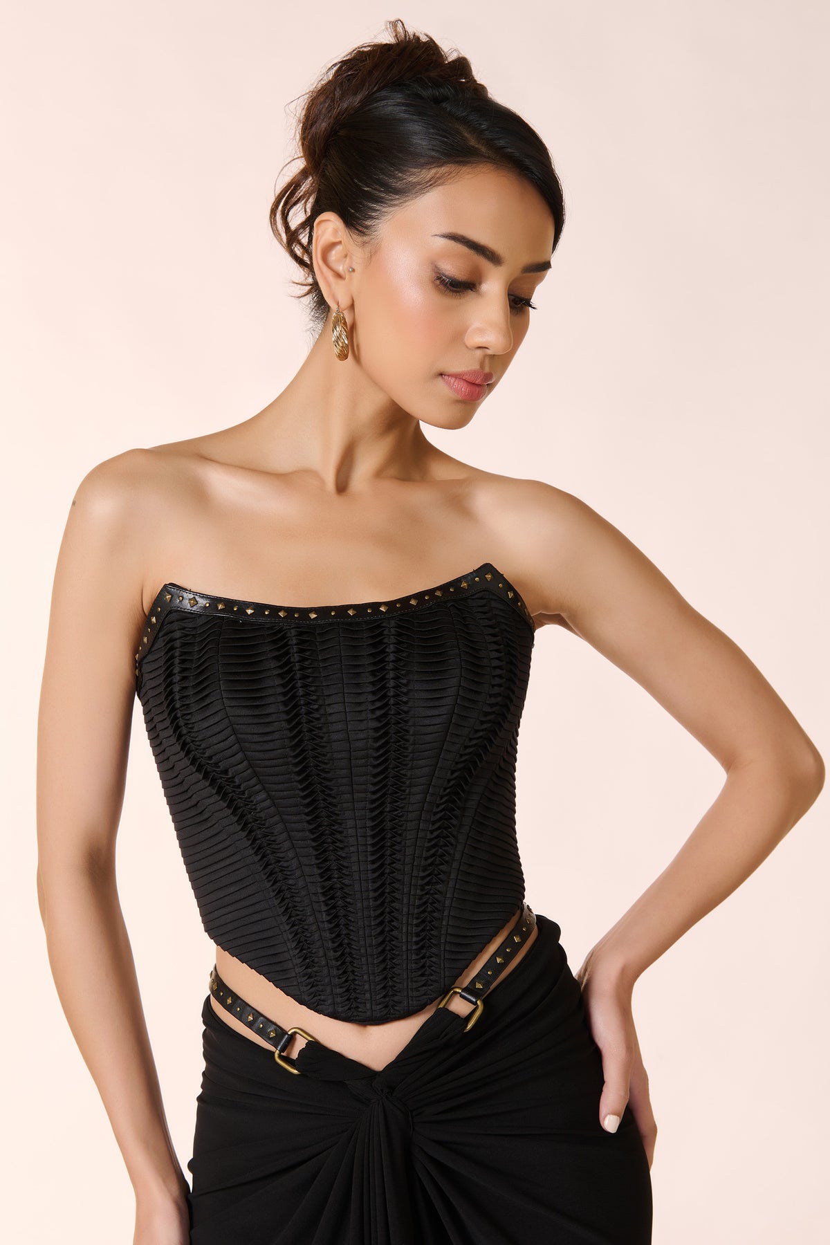 Pleated Black Corset