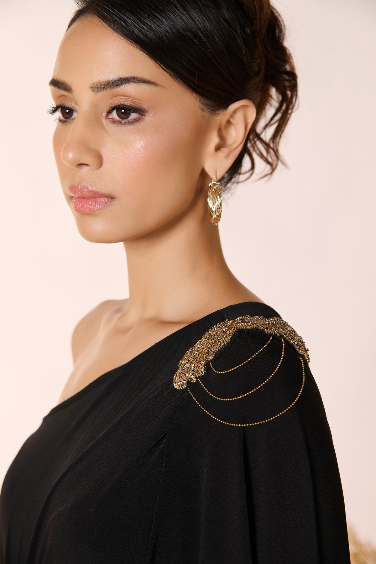 One Shoulder Draped Saree Gown