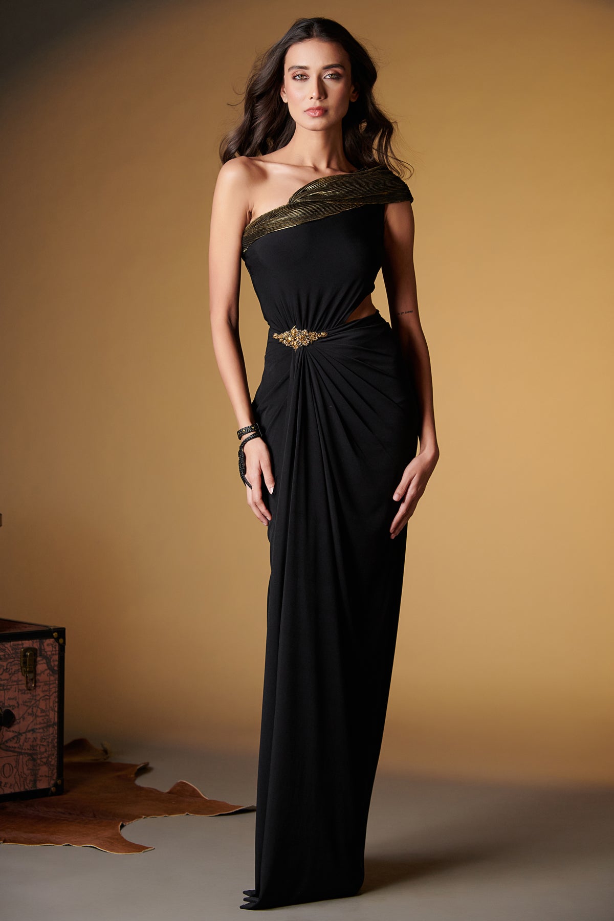 Twisted Draped Saree Gown