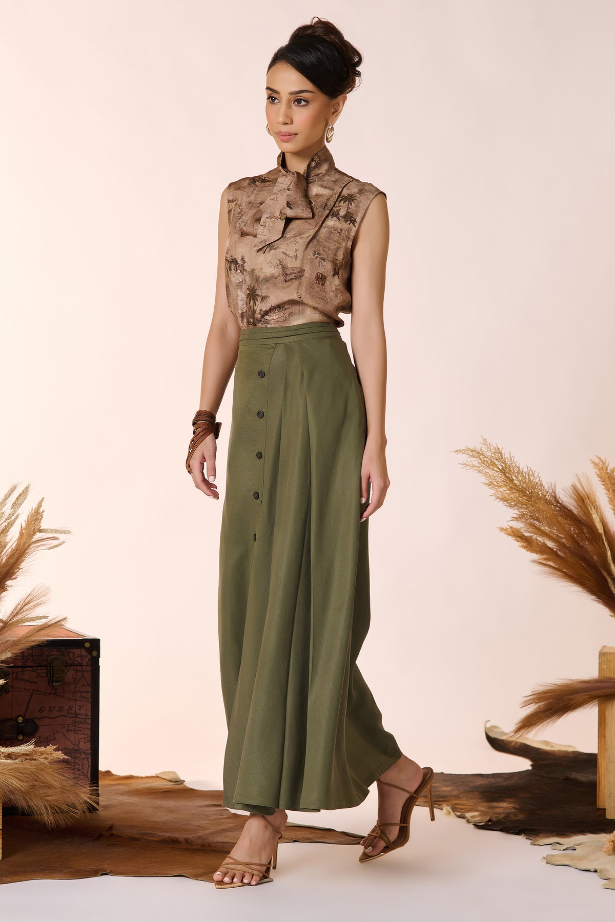 Olive Wrap-Around skirt