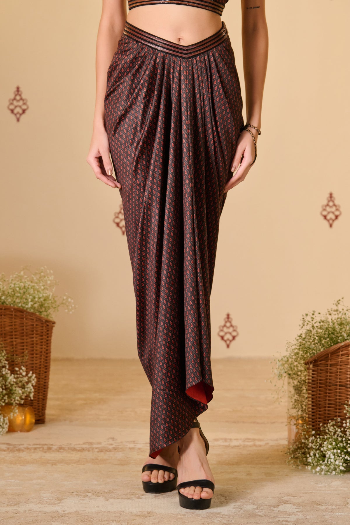 Adamas Printed Drape Skirt
