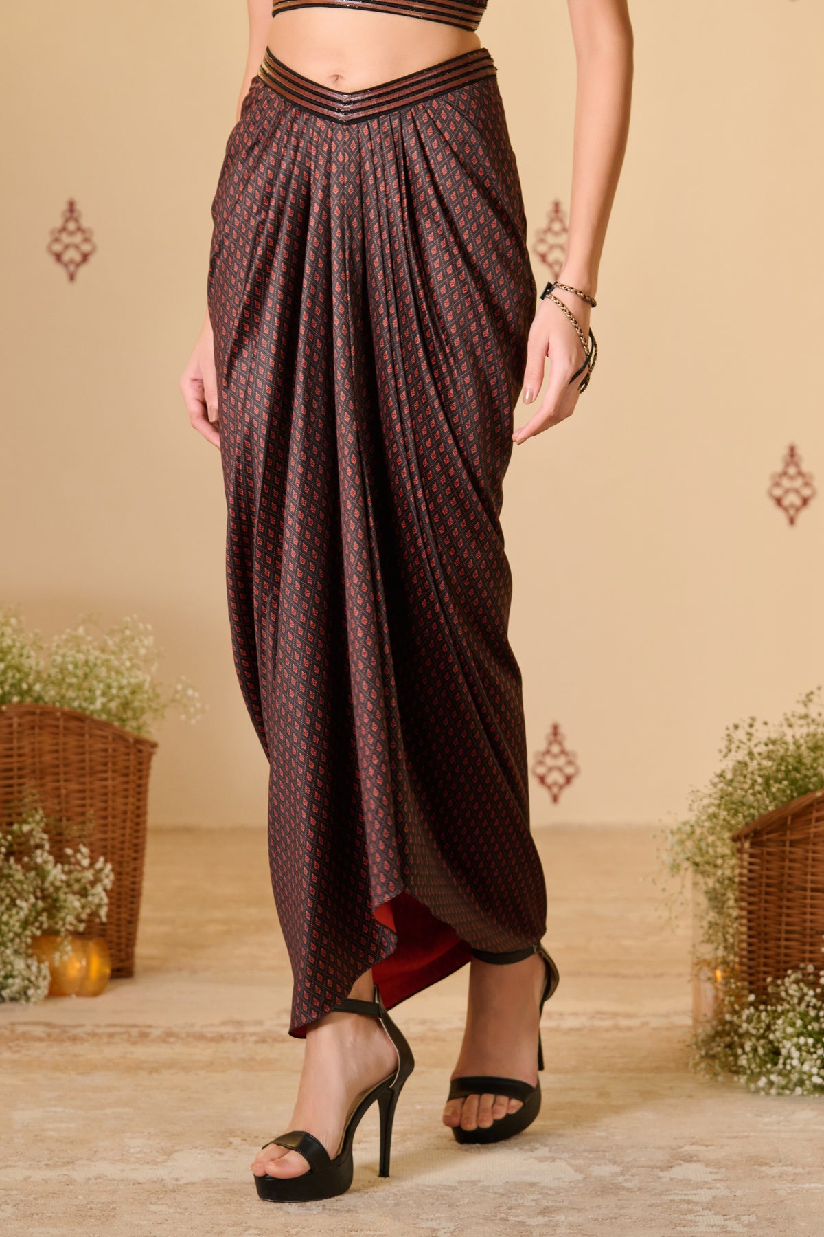 Adamas Printed Drape Skirt