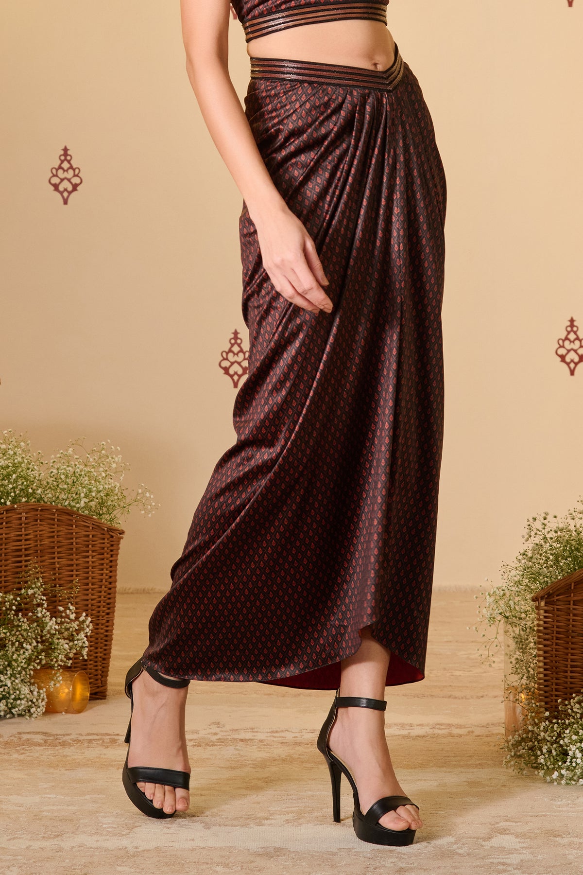 Adamas Printed Drape Skirt