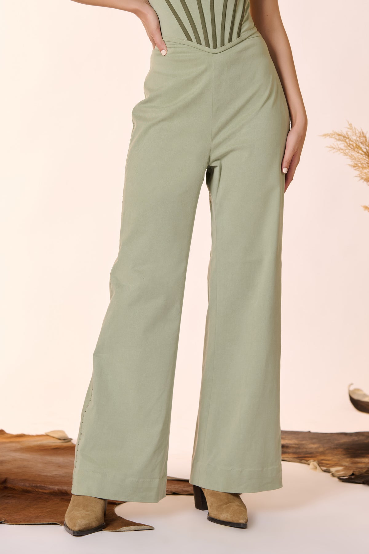 Pistachio Flared Trousers