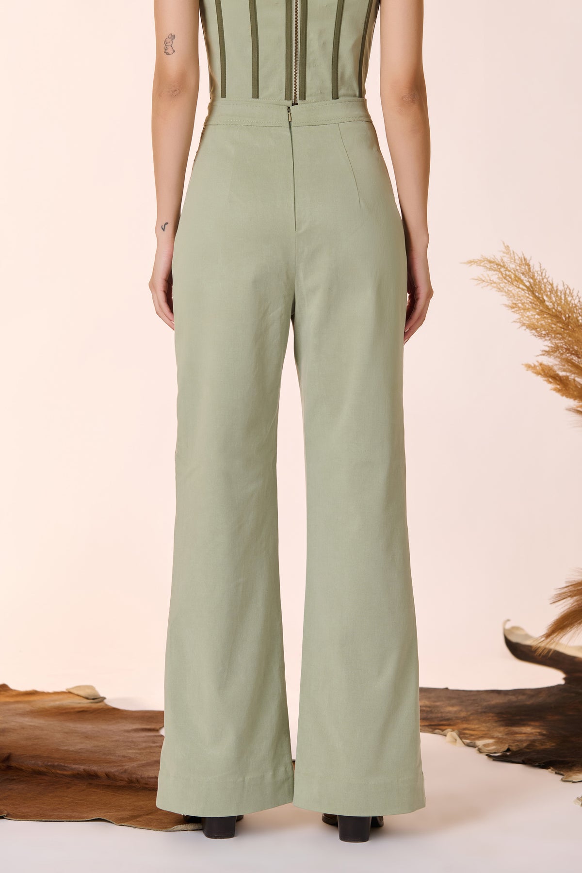 Pistachio Flared Trousers