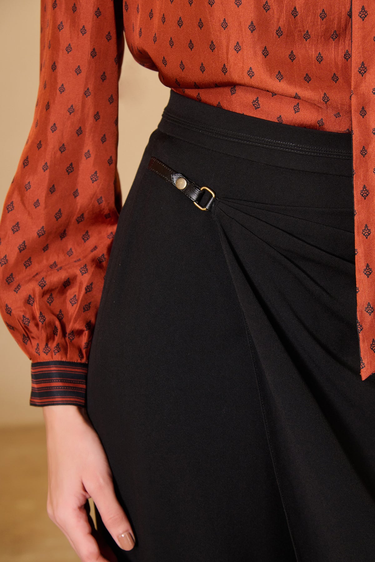 Black Wrap Flared Trousers