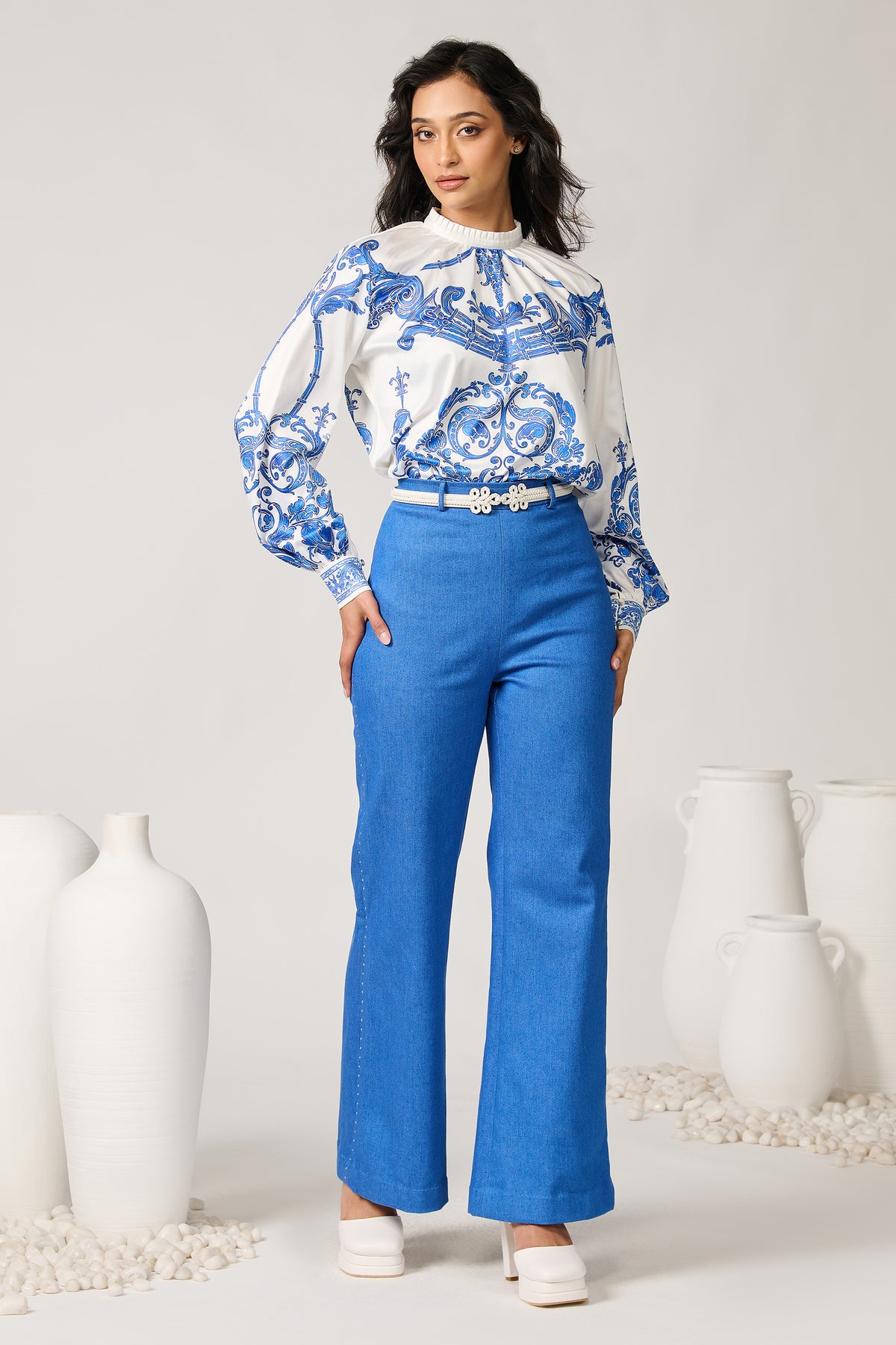 Denim Flared Trousers