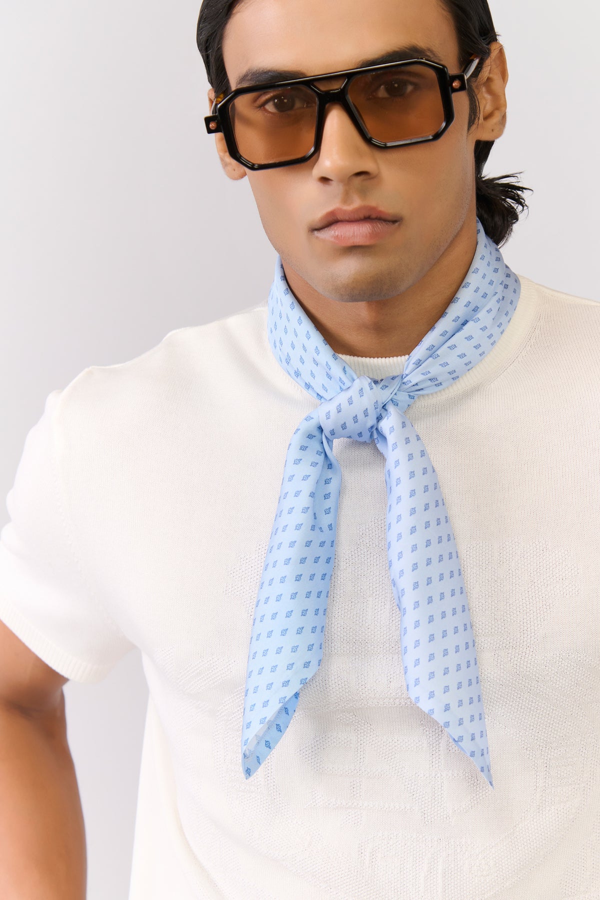 Light Blue Adamas Silk Scarf