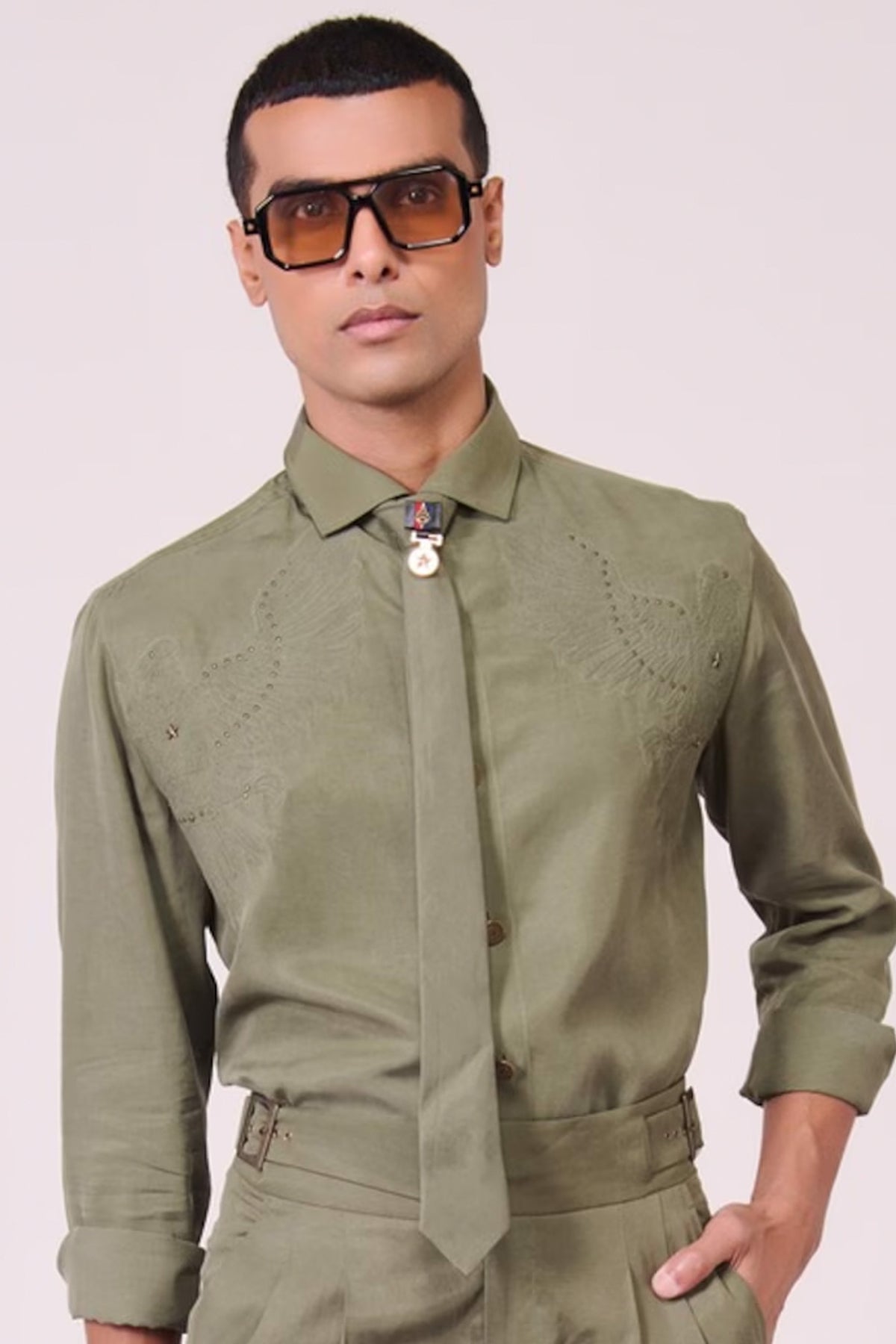 Olive Silk Twill Tie