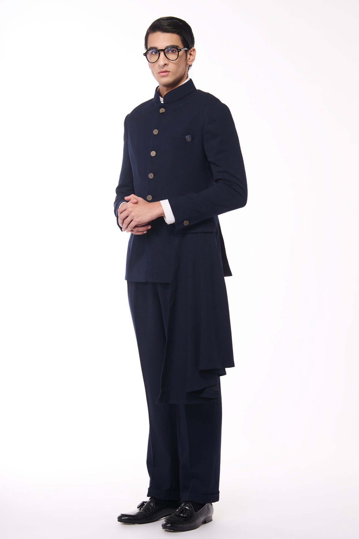 Navy Classic Bandhgala with Drape