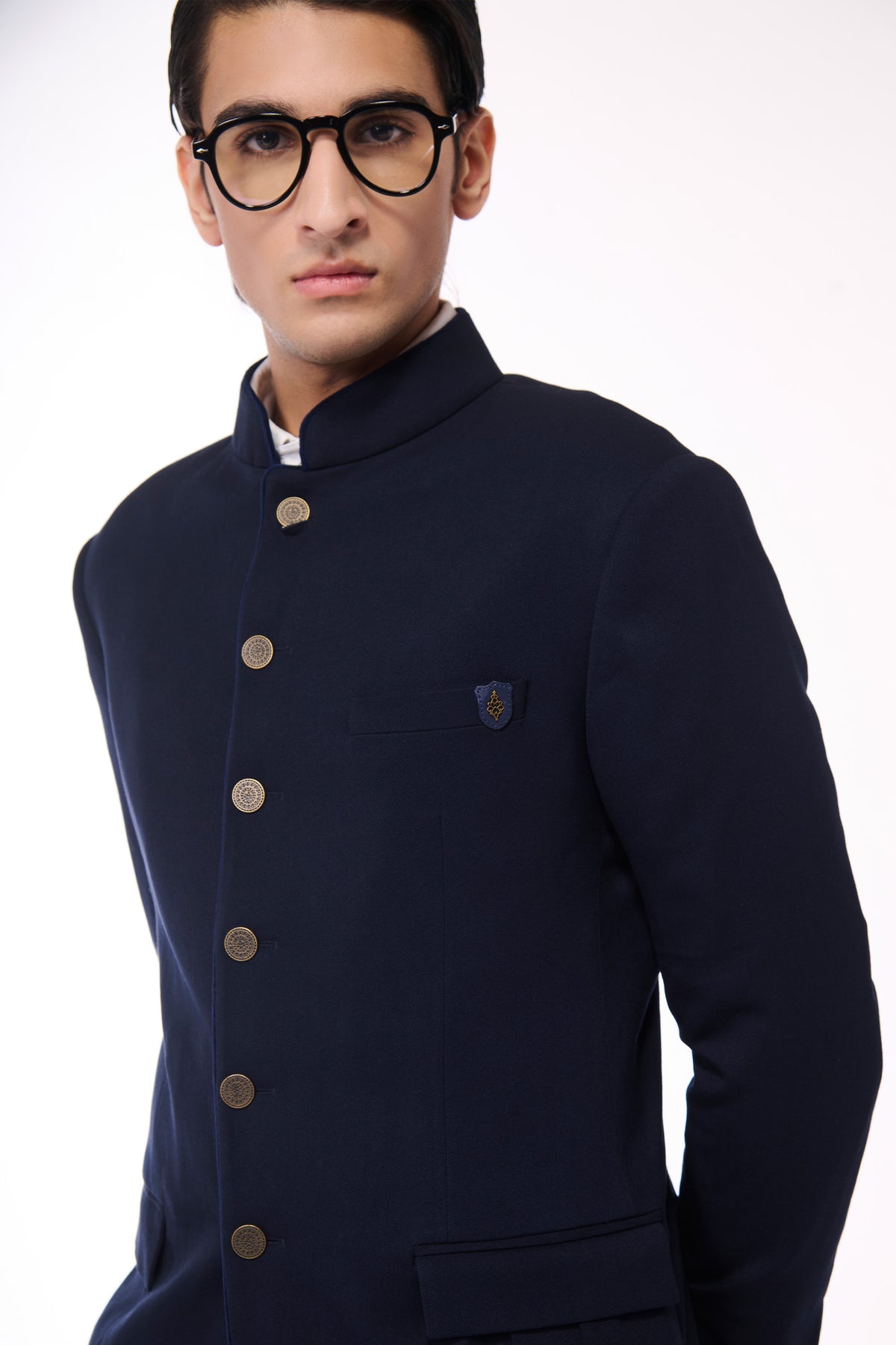 Navy Classic Bandhgala with Drape