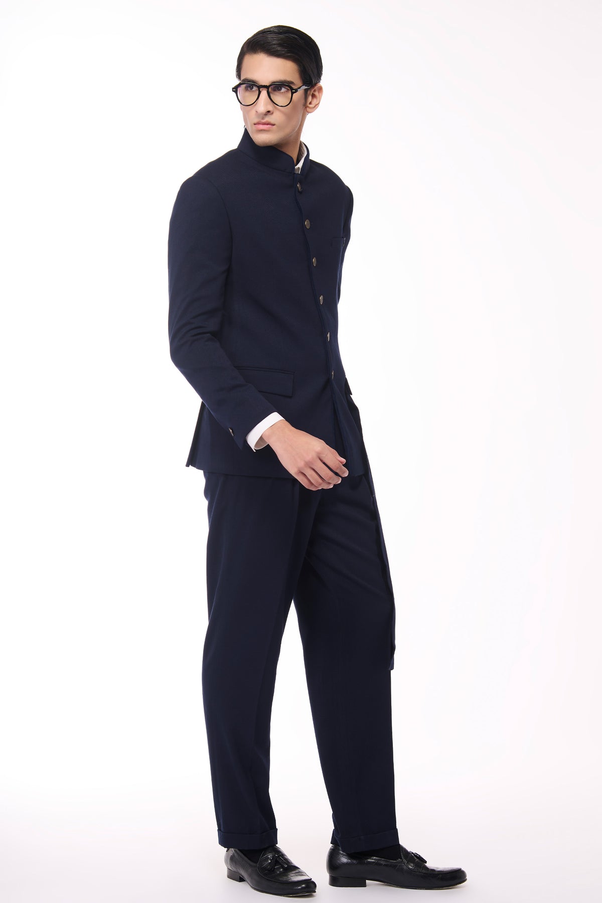 Navy Classic Bandhgala with Drape