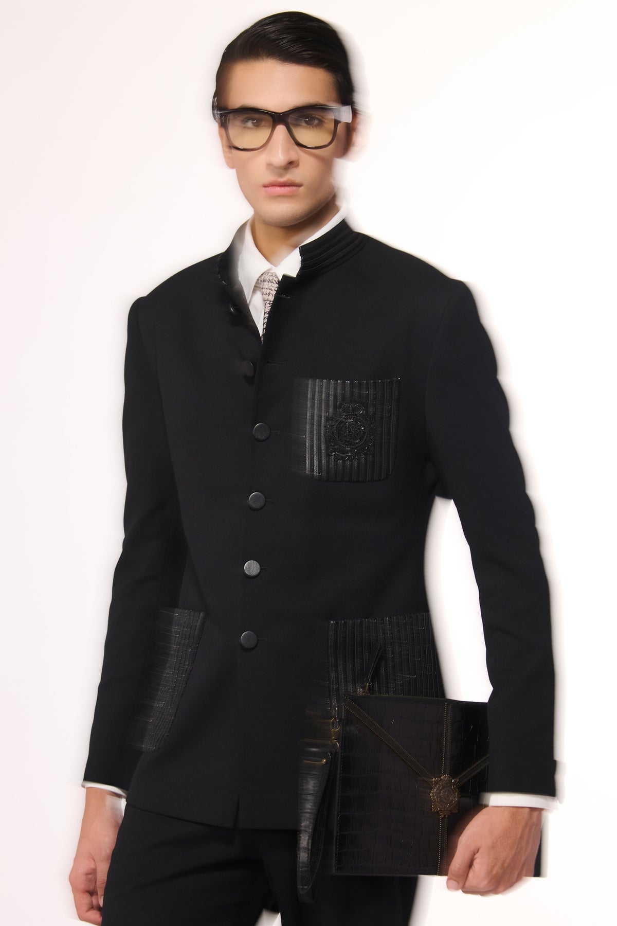Black Embellished Bandhgala