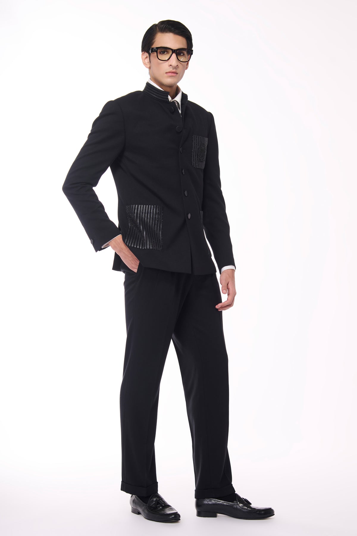Black Embellished Bandhgala