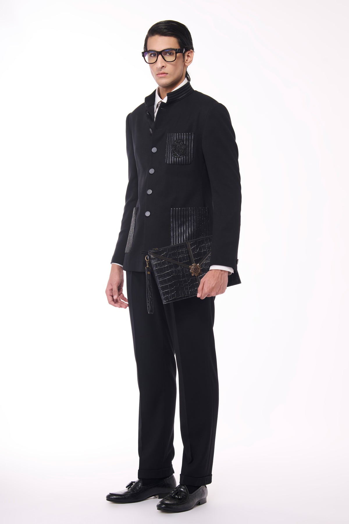 Black Embellished Bandhgala